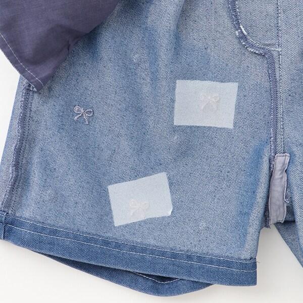 蝴蝶結刺繡鑲鑽短褲