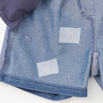 蝴蝶結刺繡鑲鑽短褲