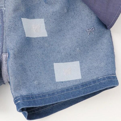 蝴蝶結刺繡鑲鑽短褲