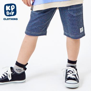 乾爽網眼牛仔風印花五分褲