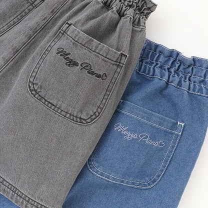 蝴蝶結刺繡鑲鑽短褲