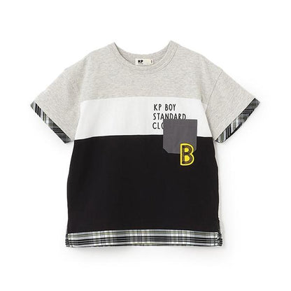 帶尼龍口袋 前身三色拼接短袖T恤