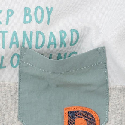 帶尼龍口袋 前身三色拼接短袖T恤