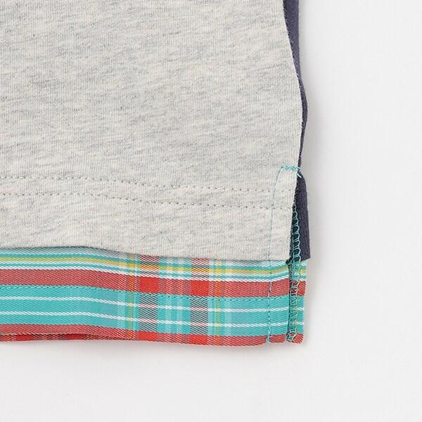 帶尼龍口袋 前身三色拼接短袖T恤