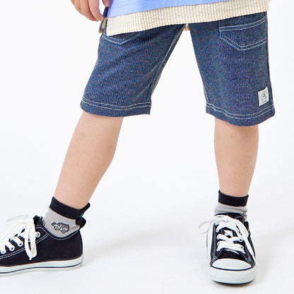 乾爽網眼牛仔風印花五分褲