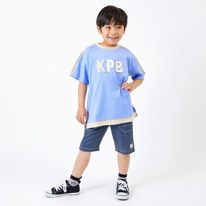 乾爽網眼牛仔風印花五分褲