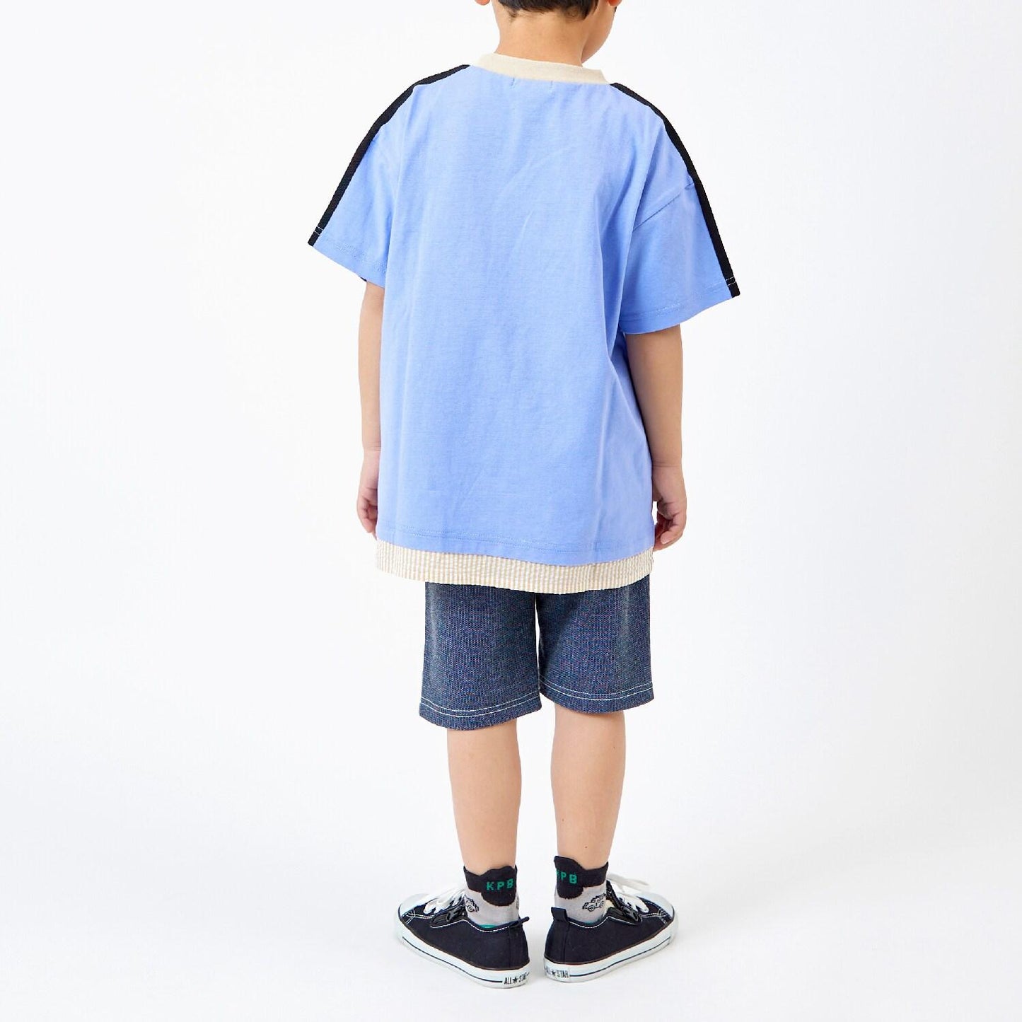 乾爽網眼牛仔風印花五分褲