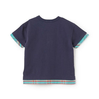 帶尼龍口袋 前身三色拼接短袖T恤