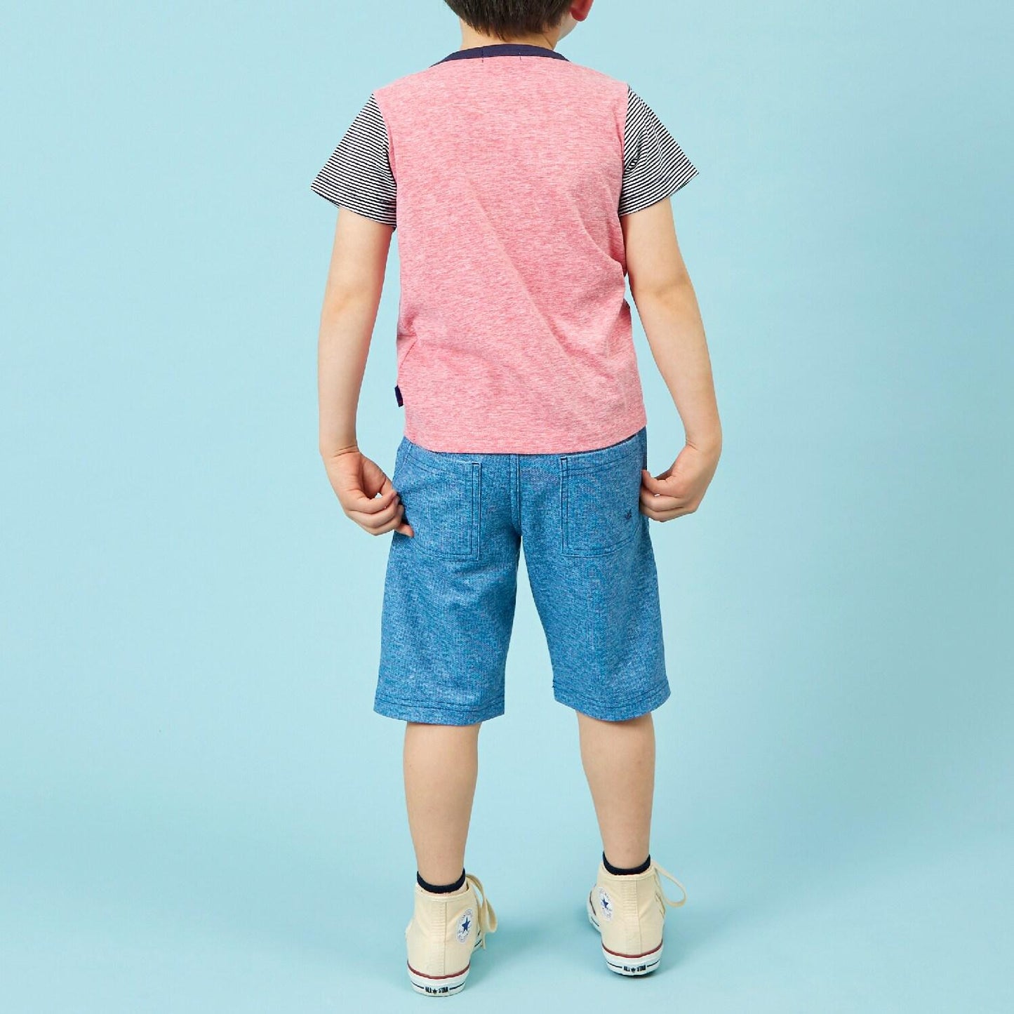 乾爽網眼牛仔風印花五分褲