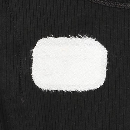 格紋拼接荷葉袖連衣裙