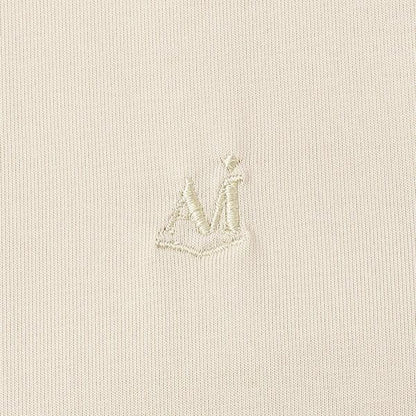 【AMI】【接觸涼感】刺繡翻領荷葉邊下襬針織套頭衫