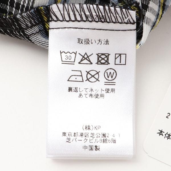 格紋拼接荷葉袖連衣裙