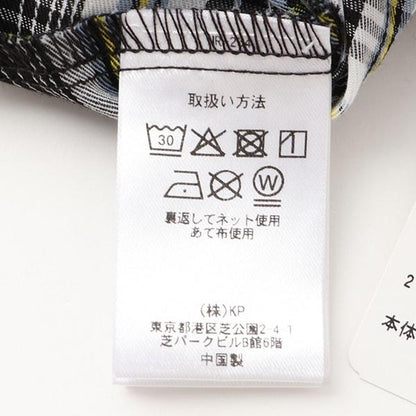 格紋拼接荷葉袖連衣裙