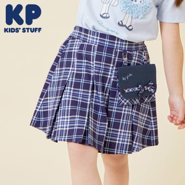 帶移動口袋T/R格紋裙褲