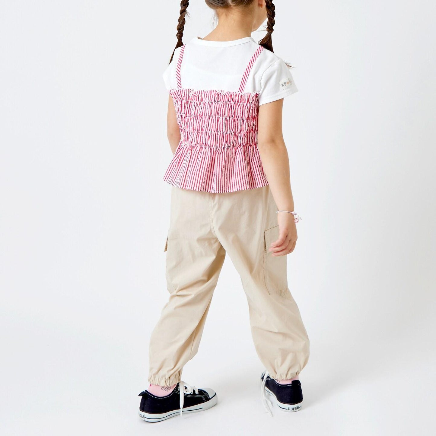 足球條紋吊帶拼接T恤