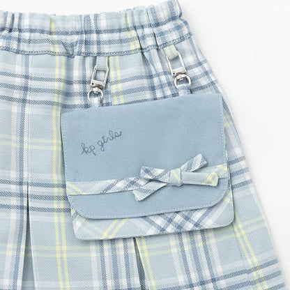 帶移動口袋T/R格紋裙褲