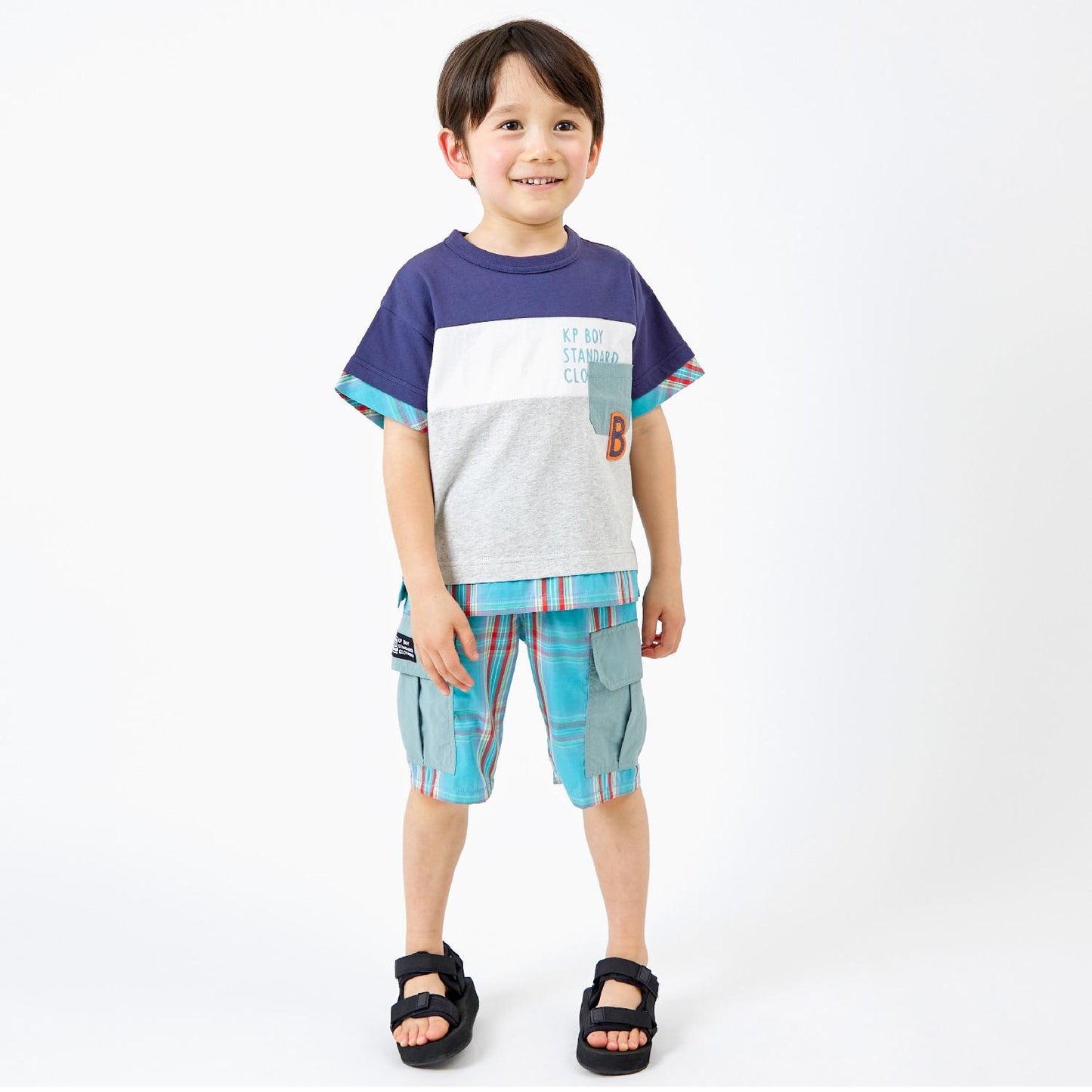 TC色織格紋五分褲