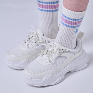 珍珠吊墜厚底老爹鞋