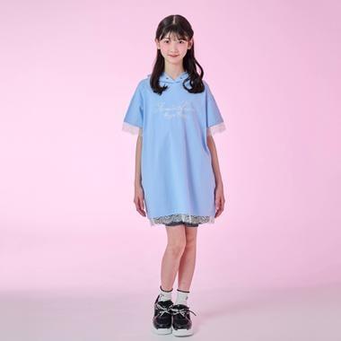 【Nico☆Puchi刊載】【接觸冷感】蕾絲拼接連帽迷你連衣裙