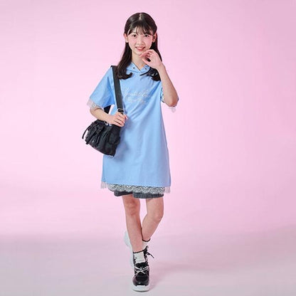【Nico☆Puchi刊載】【接觸冷感】蕾絲拼接連帽迷你連衣裙