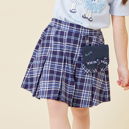 帶移動口袋T/R格紋裙褲