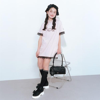 【Nico☆Puchi刊載】【接觸冷感】蕾絲拼接連帽迷你連衣裙