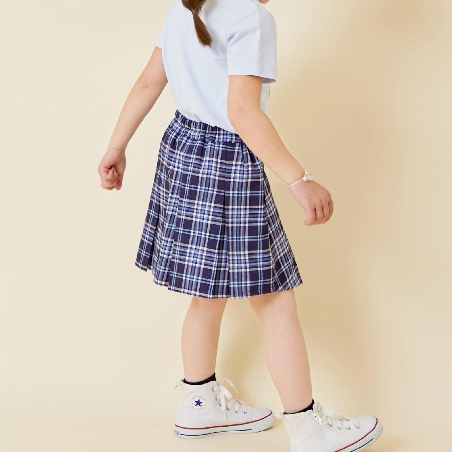 帶移動口袋T/R格紋裙褲