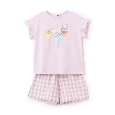 3柄甜品mimi印花T恤+裙褲套裝