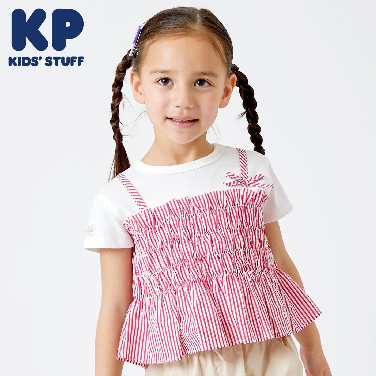 足球條紋吊帶拼接T恤