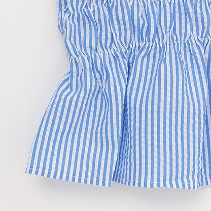 足球條紋吊帶拼接T恤