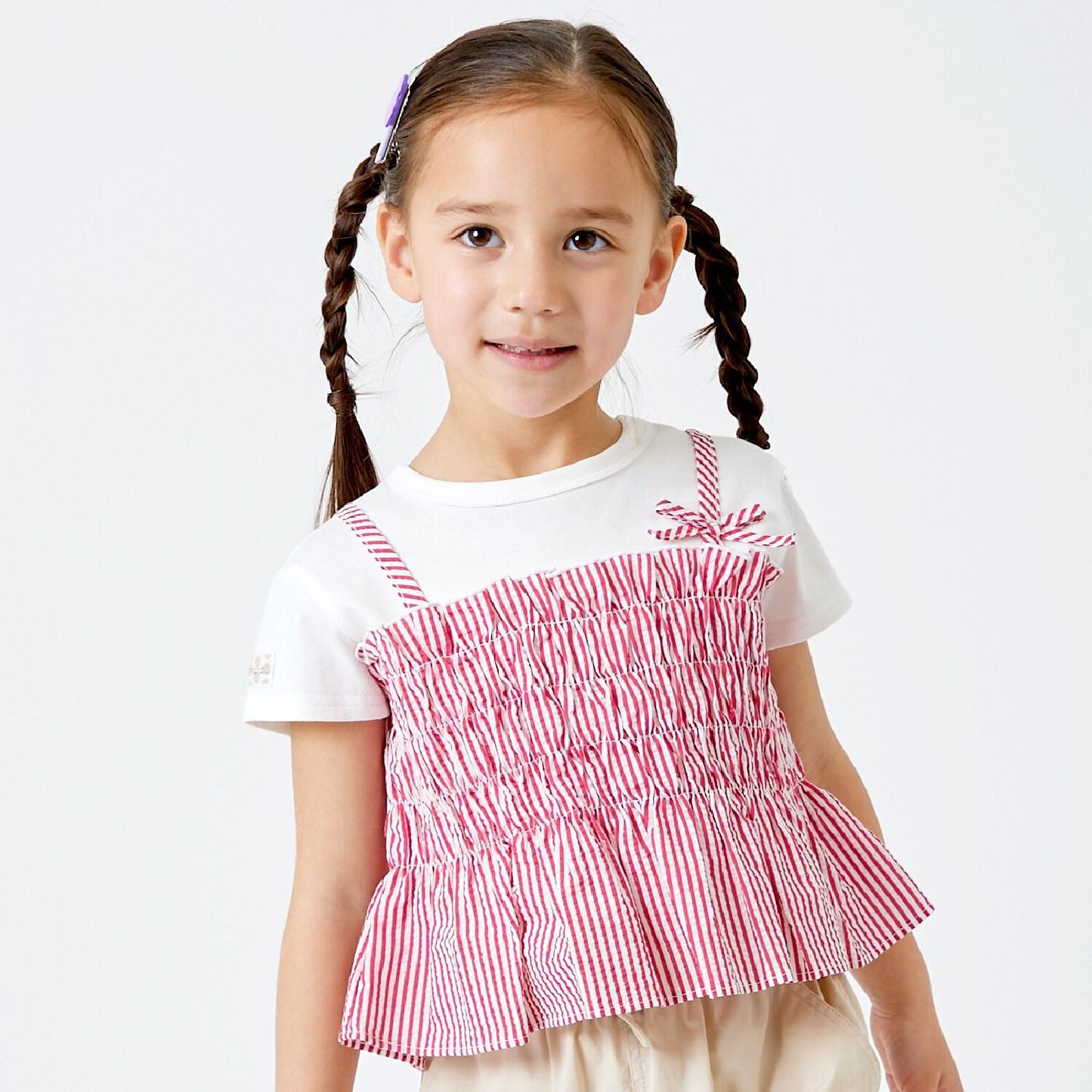 足球條紋吊帶拼接T恤