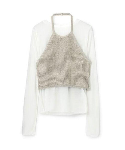 透視T恤*亮片吊帶背心套裝