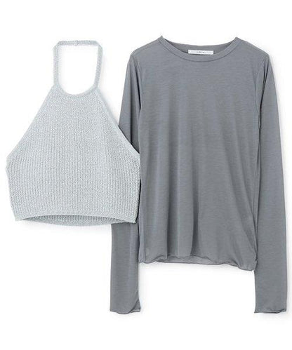 透視T恤*亮片吊帶背心套裝