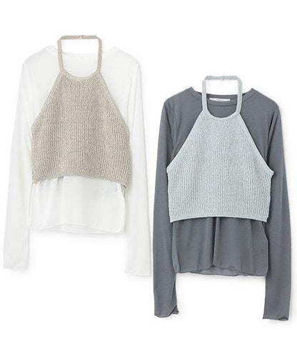 透視T恤*亮片吊帶背心套裝