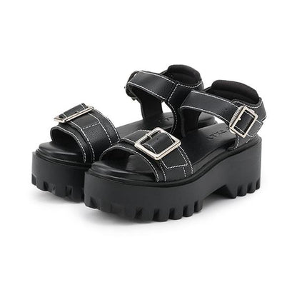 【LTXC】金屬扣帶人造皮涼鞋