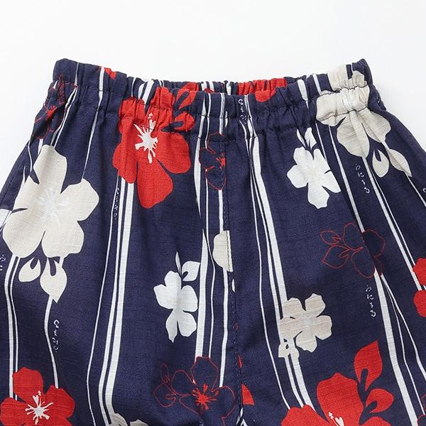 拼色荷葉邊女童浴衣兩件套