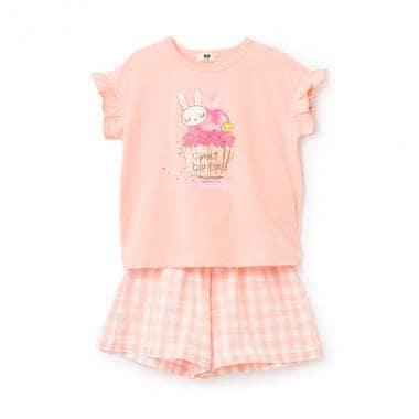 3柄甜品mimi印花T恤+裙褲套裝