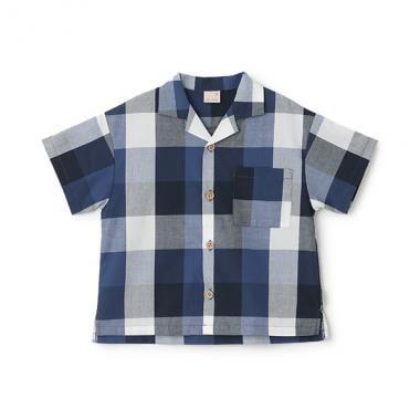 多色圖案開領短袖襯衫（兒童）