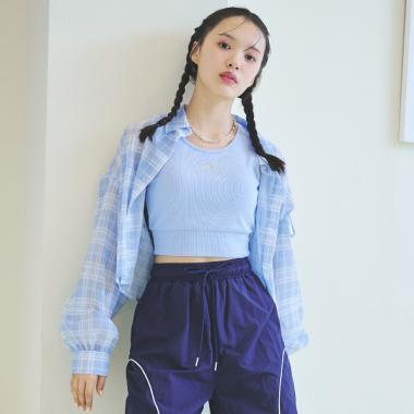 格紋透視襯衫