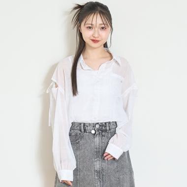 格紋透視襯衫