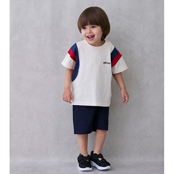 【接觸冷感】袖部拼色短袖T恤