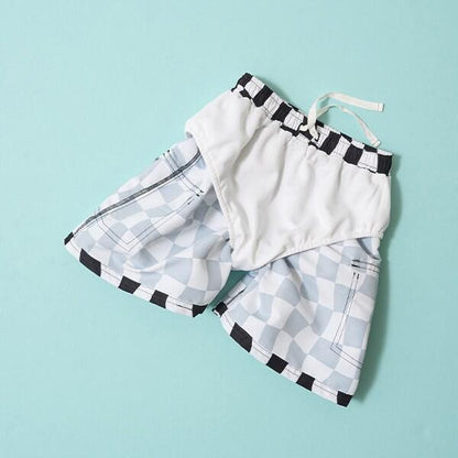 【SWIM】【泳裝】【防紫外線加工】格紋工裝衝浪短褲