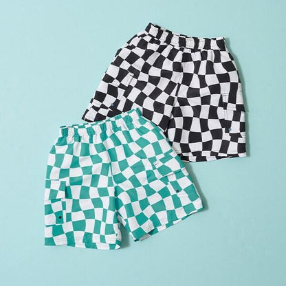 【SWIM】【泳裝】【防紫外線加工】格紋工裝衝浪短褲