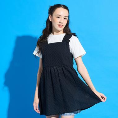 【Cuugal刊載】【AMI】鏤空刺繡蕾絲長款上衣×內搭T恤套裝