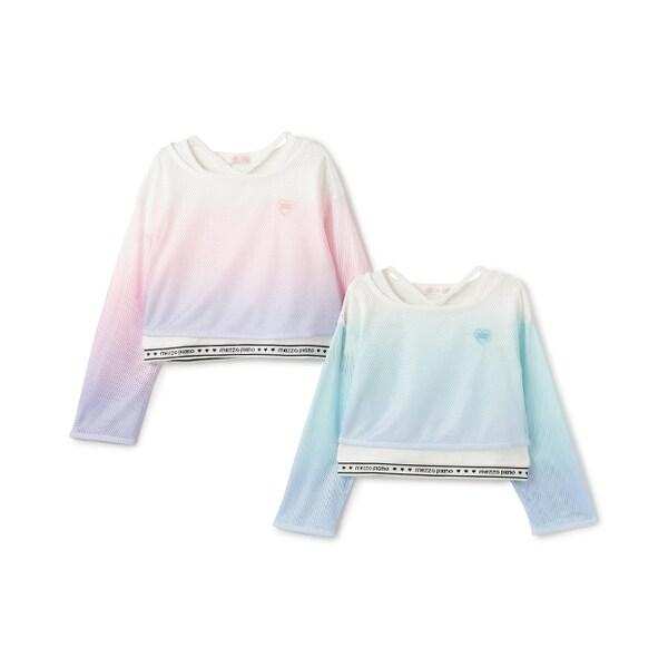 漸變網紗疊穿短袖T恤套裝