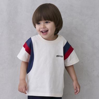 【接觸冷感】袖部拼色短袖T恤