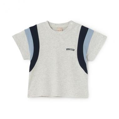 【接觸冷感】袖部拼色短袖T恤