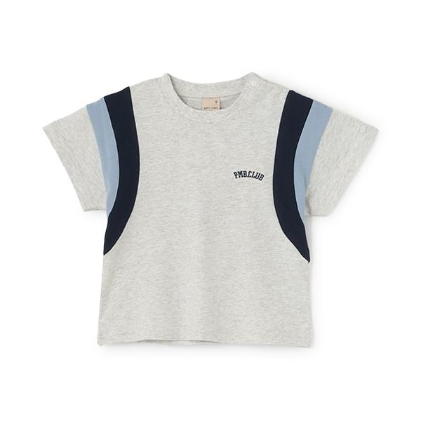 【接觸冷感】袖部拼色短袖T恤