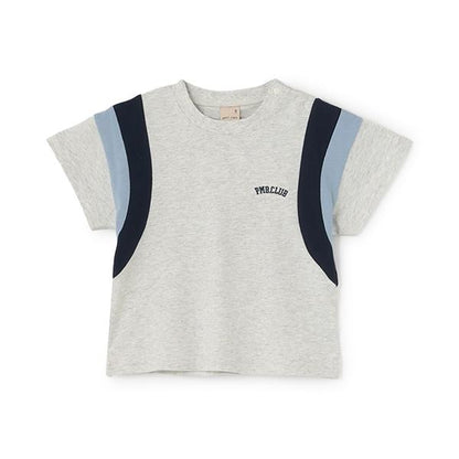 【接觸冷感】袖部拼色短袖T恤