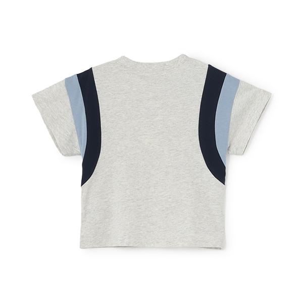 【接觸冷感】袖部拼色短袖T恤
